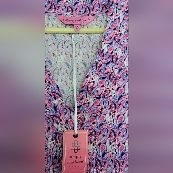 Simply Southern Paisley Print Dress Pink & Purple Size Medium - Picture 4 of 6